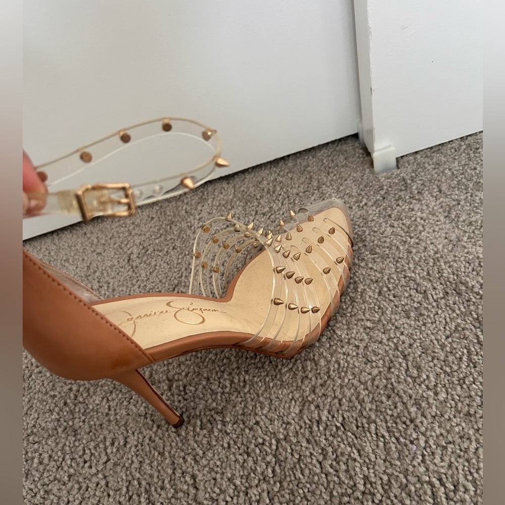 Jessica Simpson Nude and Clear Studded Heels - Picture 3 of 5